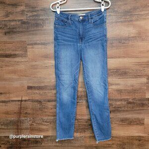 Madewell Jeans 27 Roadtripper 10" Waterford Wash M0572 Tummy Control Raw Hem